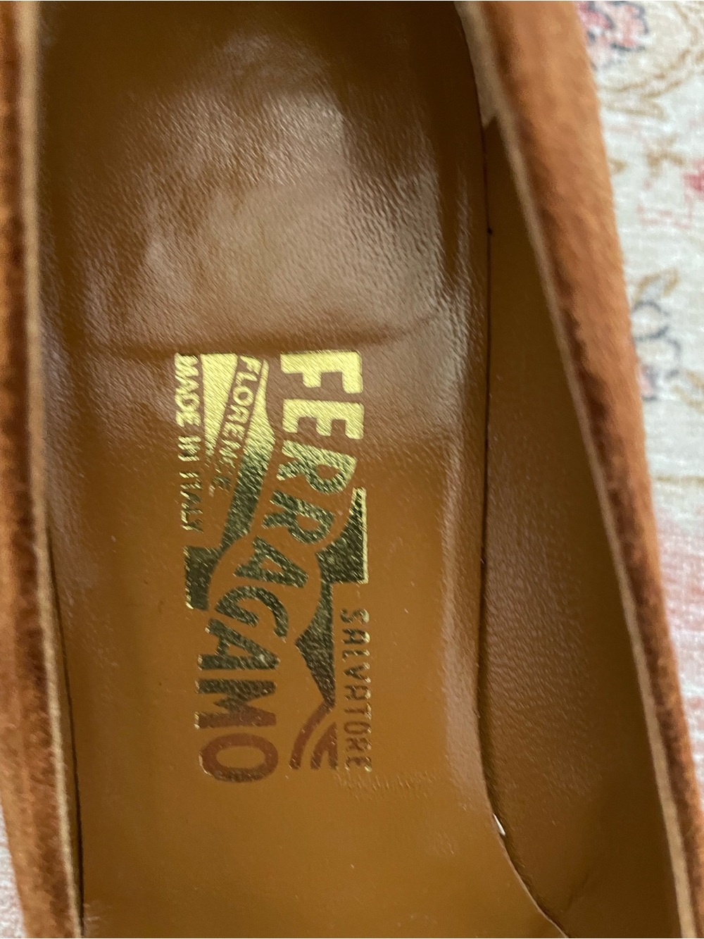 Salvatore Ferragamo Tan Suede Pump